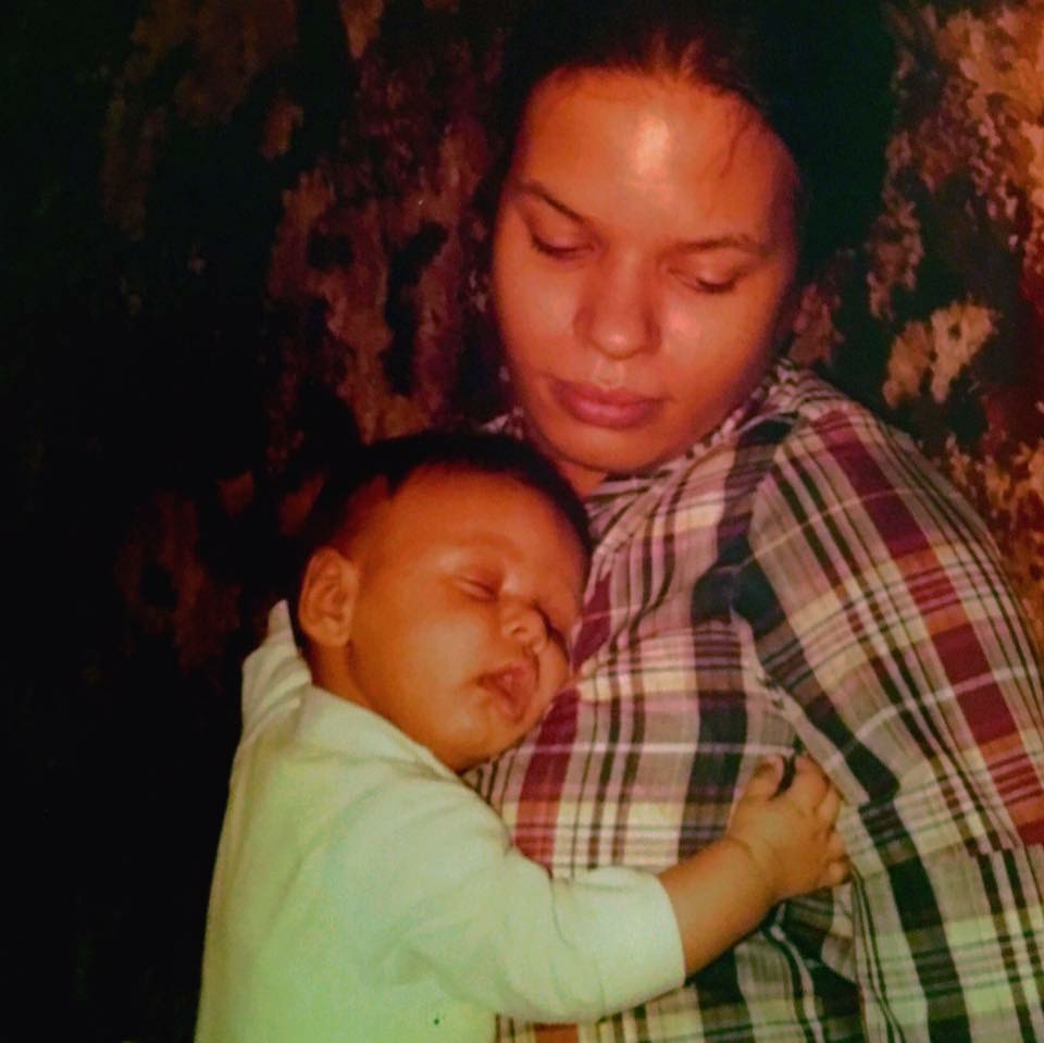 Joyce Renfro Penebaker holding baby Khary