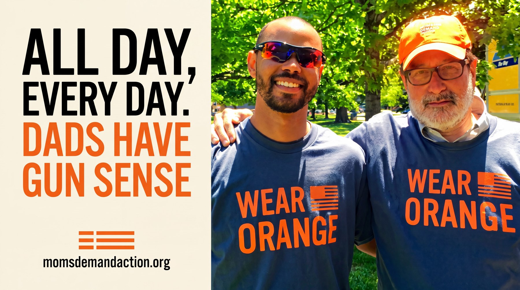 Khary Penebaker featured in Moms Demand Action Wear Orange Dads Have Gun Sense campaign