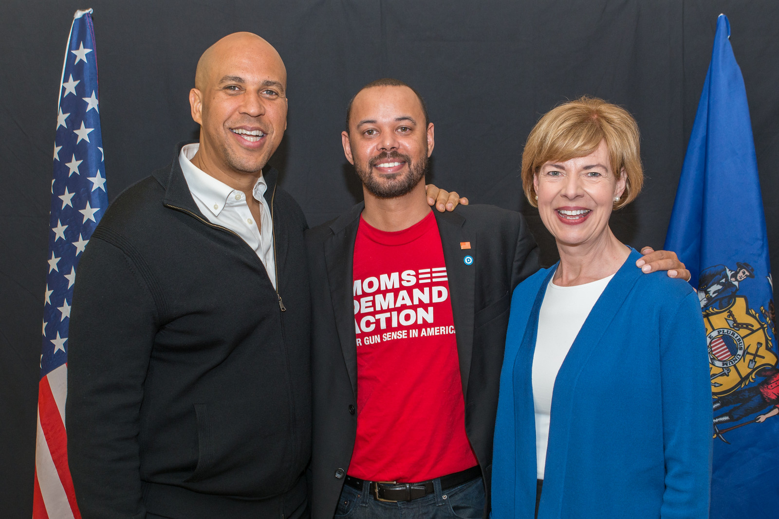 Khary Penebaker with Senator Cory Booker and Senator Tammy Baldwin